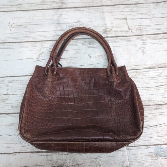 Le Tanneur Brown Crocodile Leather Handbag - Picture 4 of 9